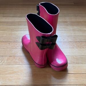 Children's Pink Rain Boots with Black Bow